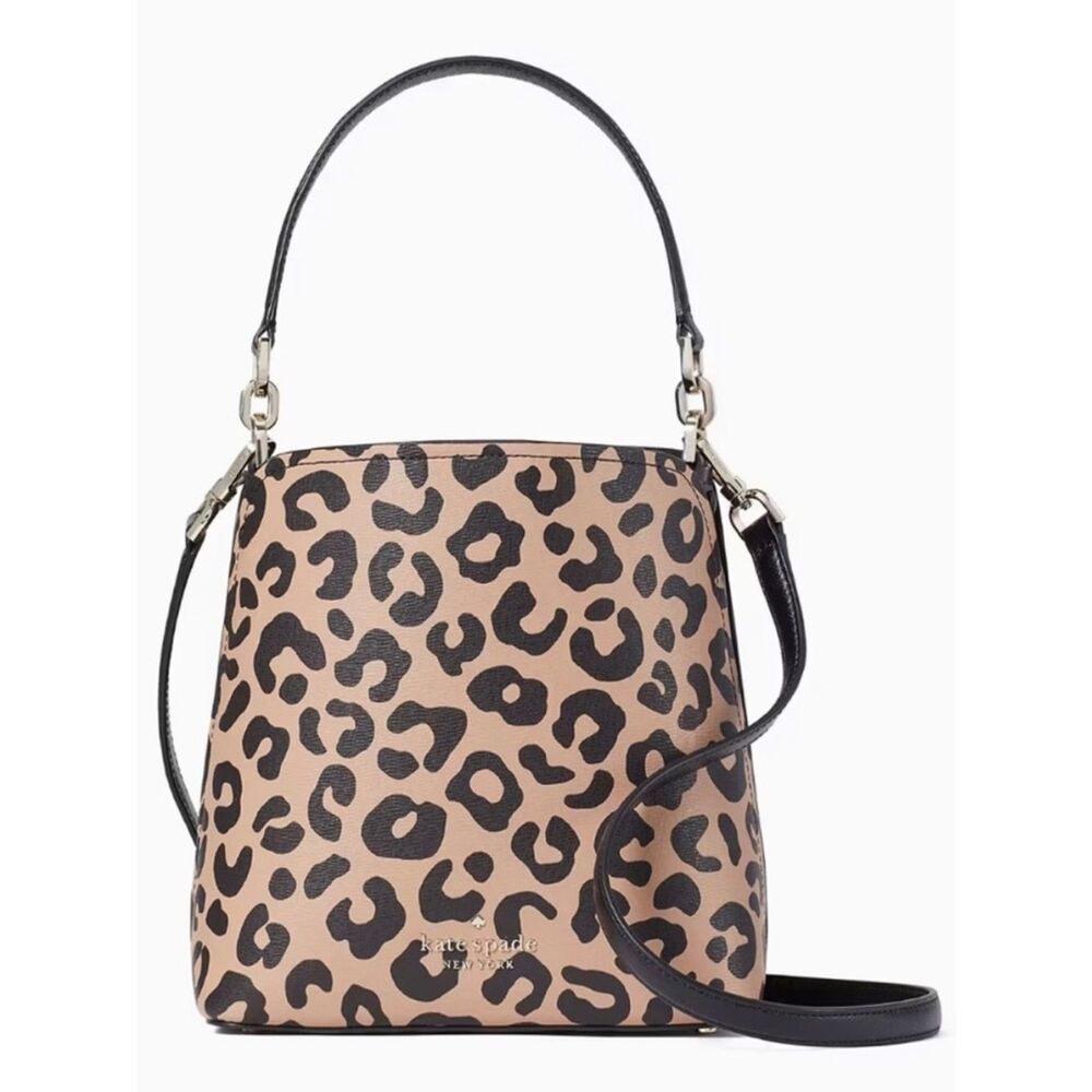 Kate Spade Darcy Leopard Print Bucket Crossbody or Shoulder Bag New